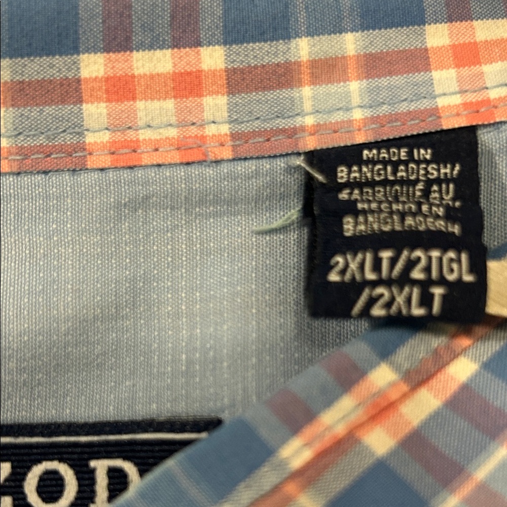 Men's Button-Down Plaid Shirt in Blue and Pink - Picture 6 of 7